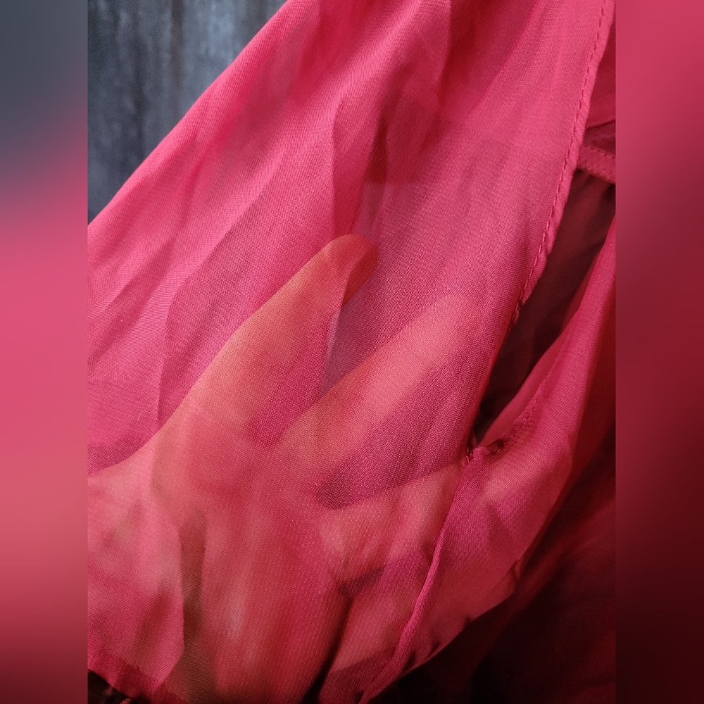 La Vie En Rose Pink And Black Sheer Teddy - Picture 6 of 7